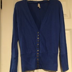 Large blue snap cardigan euc
